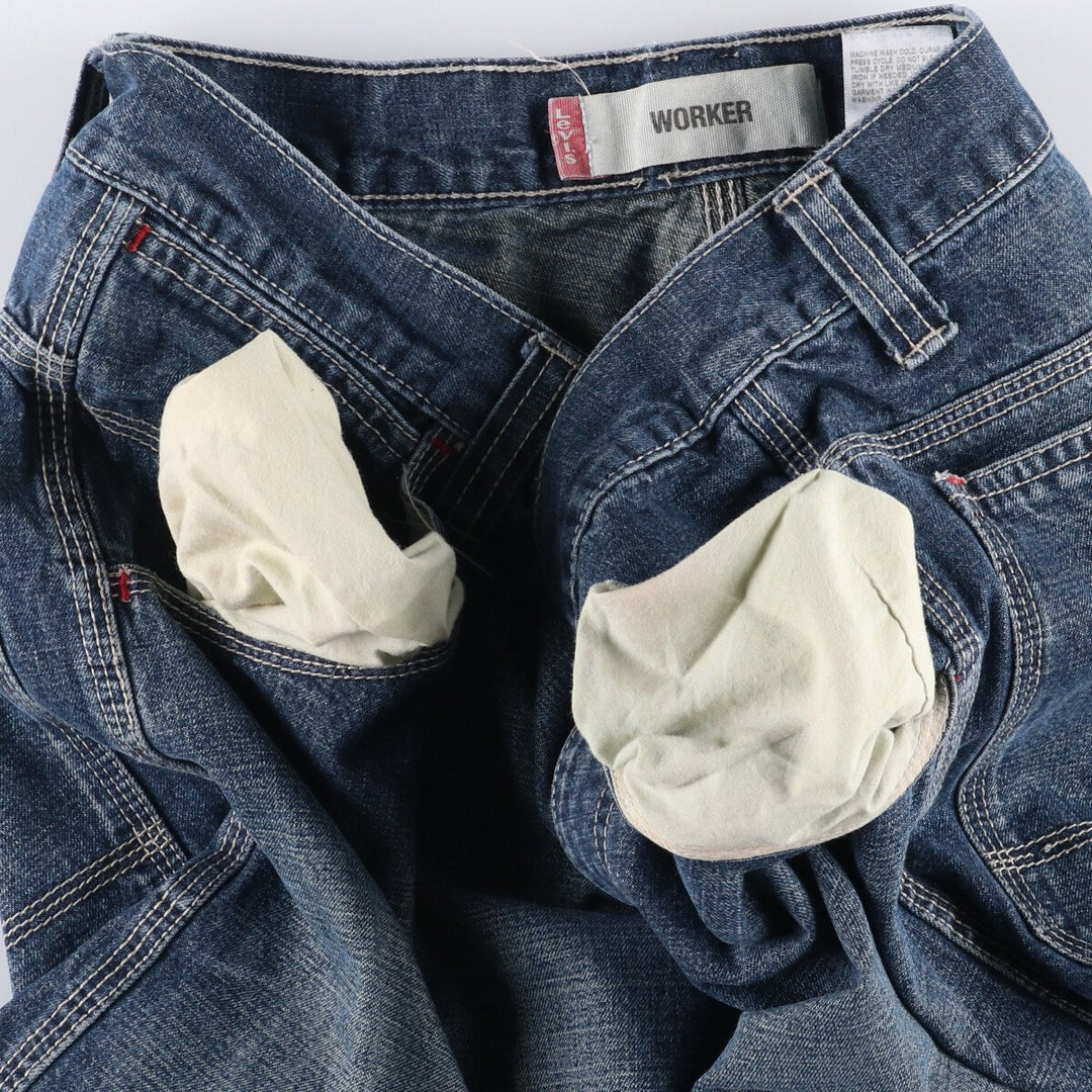 Levi's WORKER denim shorts, half pants, jorts, men's size w34 cotton blue type Vintage Second Hand