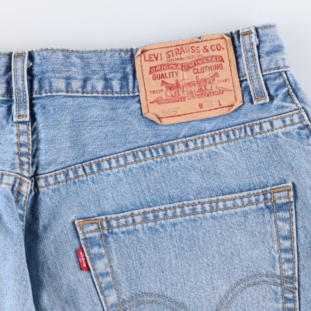 Levi's 569 LOOSE denim shorts, half pants, jorts, men's size w31 cotton blue type Vintage Second Hand