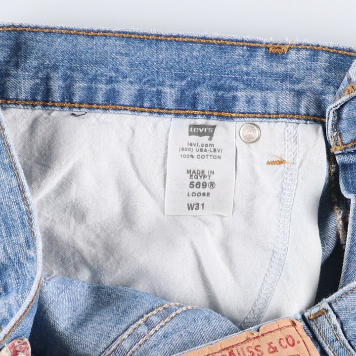 Levi's 569 LOOSE denim shorts, half pants, jorts, men's size w31 cotton blue type Vintage Second Hand