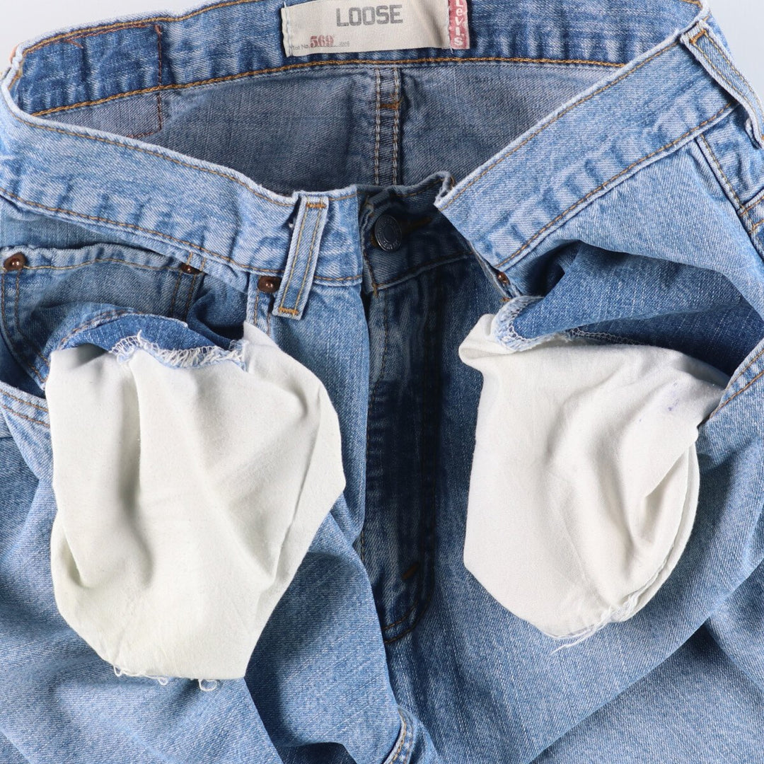 Levi's 569 LOOSE denim shorts, half pants, jorts, men's size w31 cotton blue type Vintage Second Hand