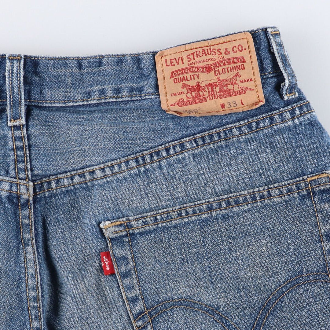 Levi's 569 LOOSE STRAIGHT denim shorts, half pants, jorts, men's w34 equivalent cotton blue type Vintage Second Hand