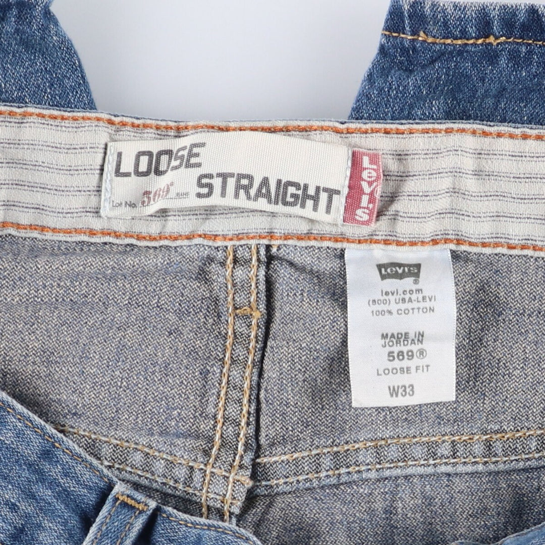 Levi's 569 LOOSE STRAIGHT denim shorts, half pants, jorts, men's w34 equivalent cotton blue type Vintage Second Hand