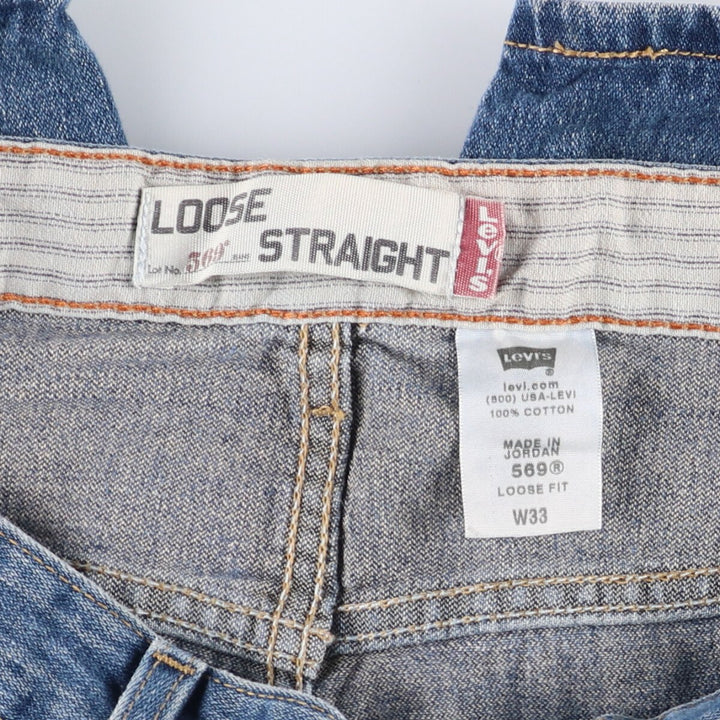 Levi's 569 LOOSE STRAIGHT denim shorts, half pants, jorts, men's w34 equivalent cotton blue type Vintage Second Hand