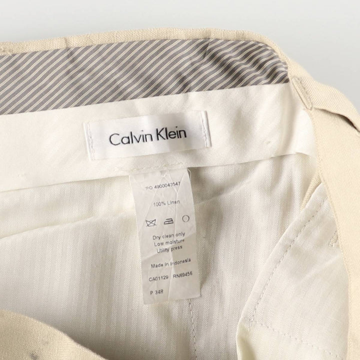 2000s~ Calvin Klein linen pants slacks men's size W35 linen Beige type Vintage Second Hand