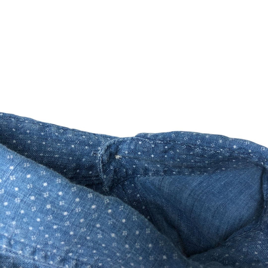 Ralph Lauren POLO RALPH LAUREN dot pattern wide collar long sleeve linen shirt, men's size M linen blue type Vintage Second Hand