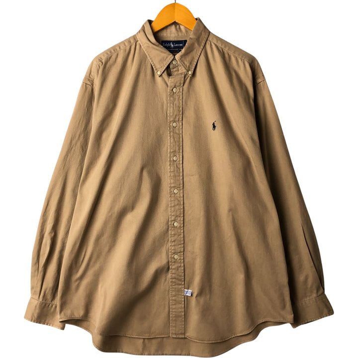 Ralph Lauren long sleeve button down shirt, men's XL size cotton Beige type Vintage Second Hand