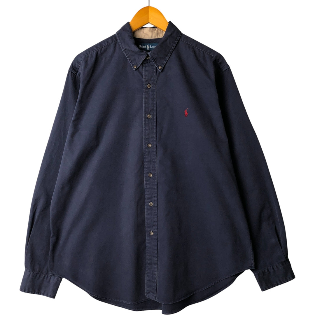 Ralph Lauren Classic Fit Long Sleeve Button Down Shirt Men's XL cotton navy blue type Vintage Second Hand