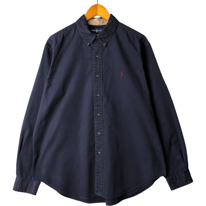 Ralph Lauren Classic Fit Long Sleeve Button Down Shirt Men's XL cotton navy blue type Vintage Second Hand