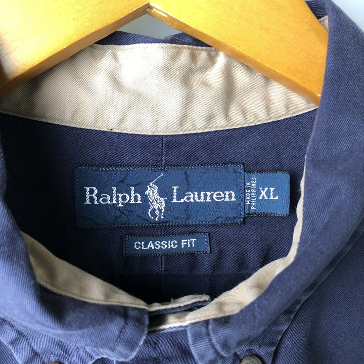 Ralph Lauren Classic Fit Long Sleeve Button Down Shirt Men's XL cotton navy blue type Vintage Second Hand