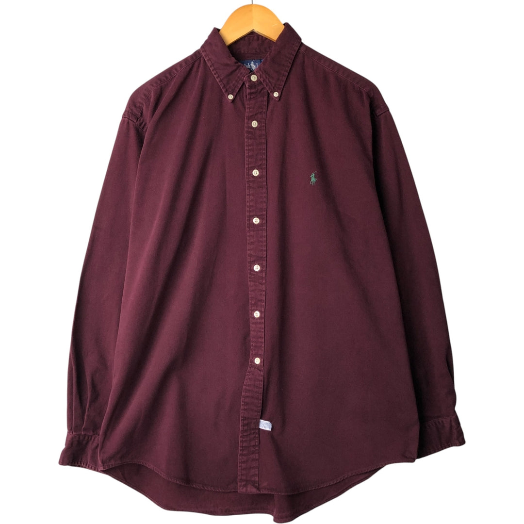 Ralph Lauren long sleeve button down shirt, men's size L cotton Red type red-purple Vintage Second Hand