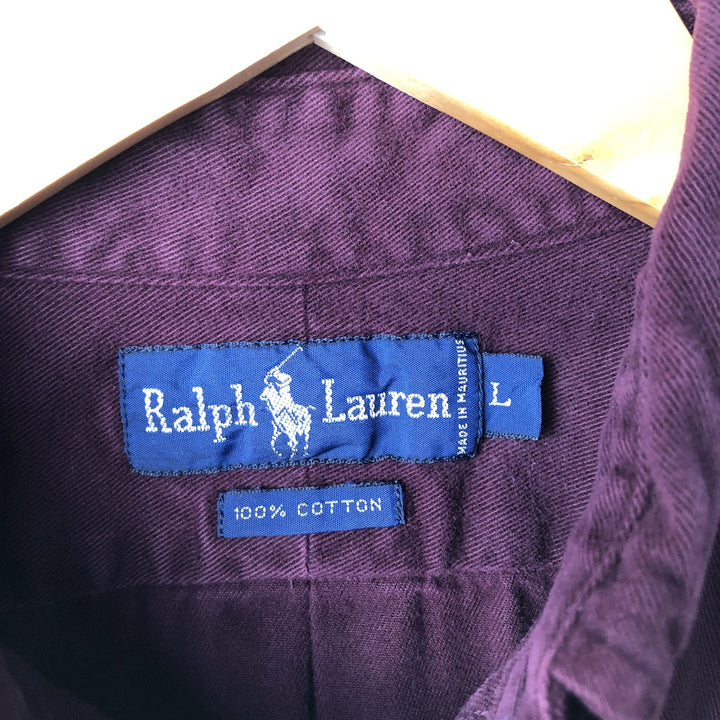 Ralph Lauren long sleeve button down shirt, men's size L cotton Red type red-purple Vintage Second Hand