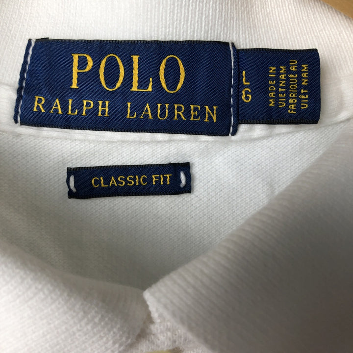 Ralph Lauren POLO RALPH LAUREN CLASSIC FIT short sleeve polo shirt for men size L cotton white type Vintage Second Hand