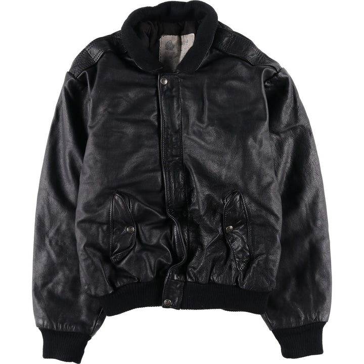 Japa le cuir A-2 style padded leather flight jacket, made in France, men's size M, vintage genuine leather black type Vintage Second Hand