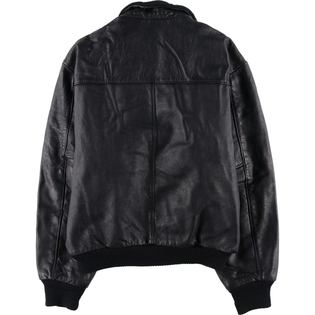 Japa le cuir A-2 style padded leather flight jacket, made in France, men's size M, vintage genuine leather black type Vintage Second Hand