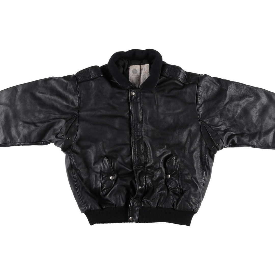 Japa le cuir A-2 style padded leather flight jacket, made in France, men's size M, vintage genuine leather black type Vintage Second Hand