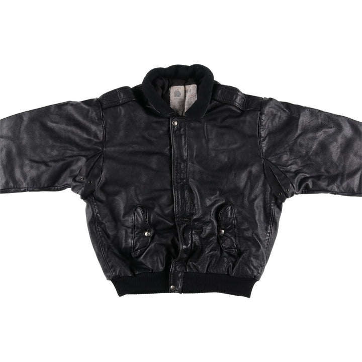 Japa le cuir A-2 style padded leather flight jacket, made in France, men's size M, vintage genuine leather black type Vintage Second Hand