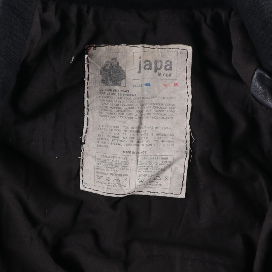 Japa le cuir A-2 style padded leather flight jacket, made in France, men's size M, vintage genuine leather black type Vintage Second Hand
