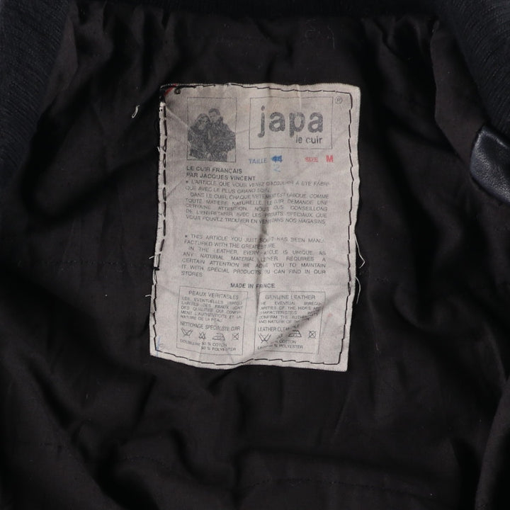 Japa le cuir A-2 style padded leather flight jacket, made in France, men's size M, vintage genuine leather black type Vintage Second Hand