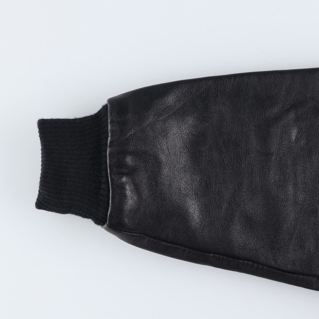 Japa le cuir A-2 style padded leather flight jacket, made in France, men's size M, vintage genuine leather black type Vintage Second Hand