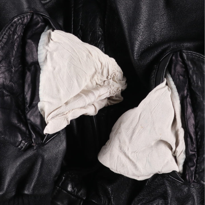 Japa le cuir A-2 style padded leather flight jacket, made in France, men's size M, vintage genuine leather black type Vintage Second Hand