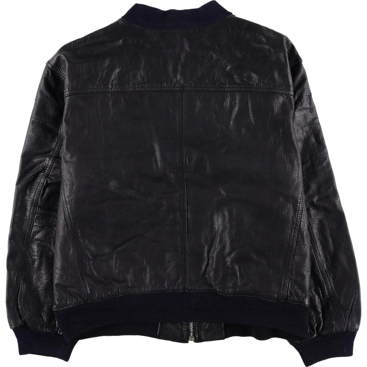 American Basics Leather Blouson with Badge, Men's Size XL genuine leather black type Vintage Second Hand