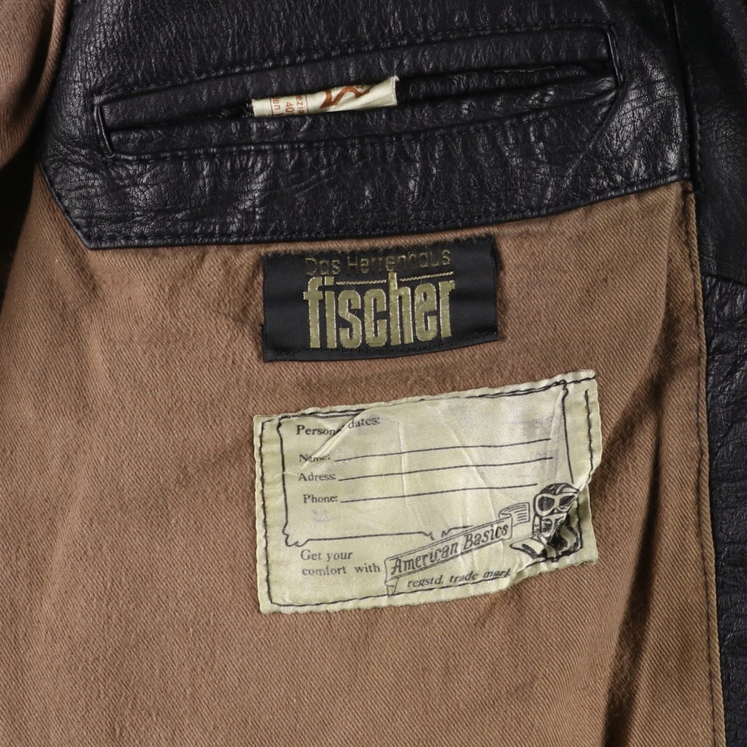 American Basics Leather Blouson with Badge, Men's Size XL genuine leather black type Vintage Second Hand