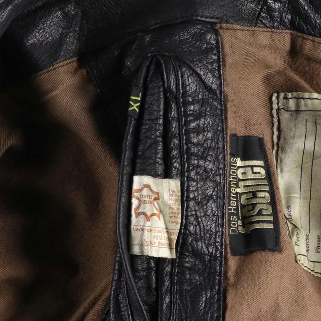 American Basics Leather Blouson with Badge, Men's Size XL genuine leather black type Vintage Second Hand