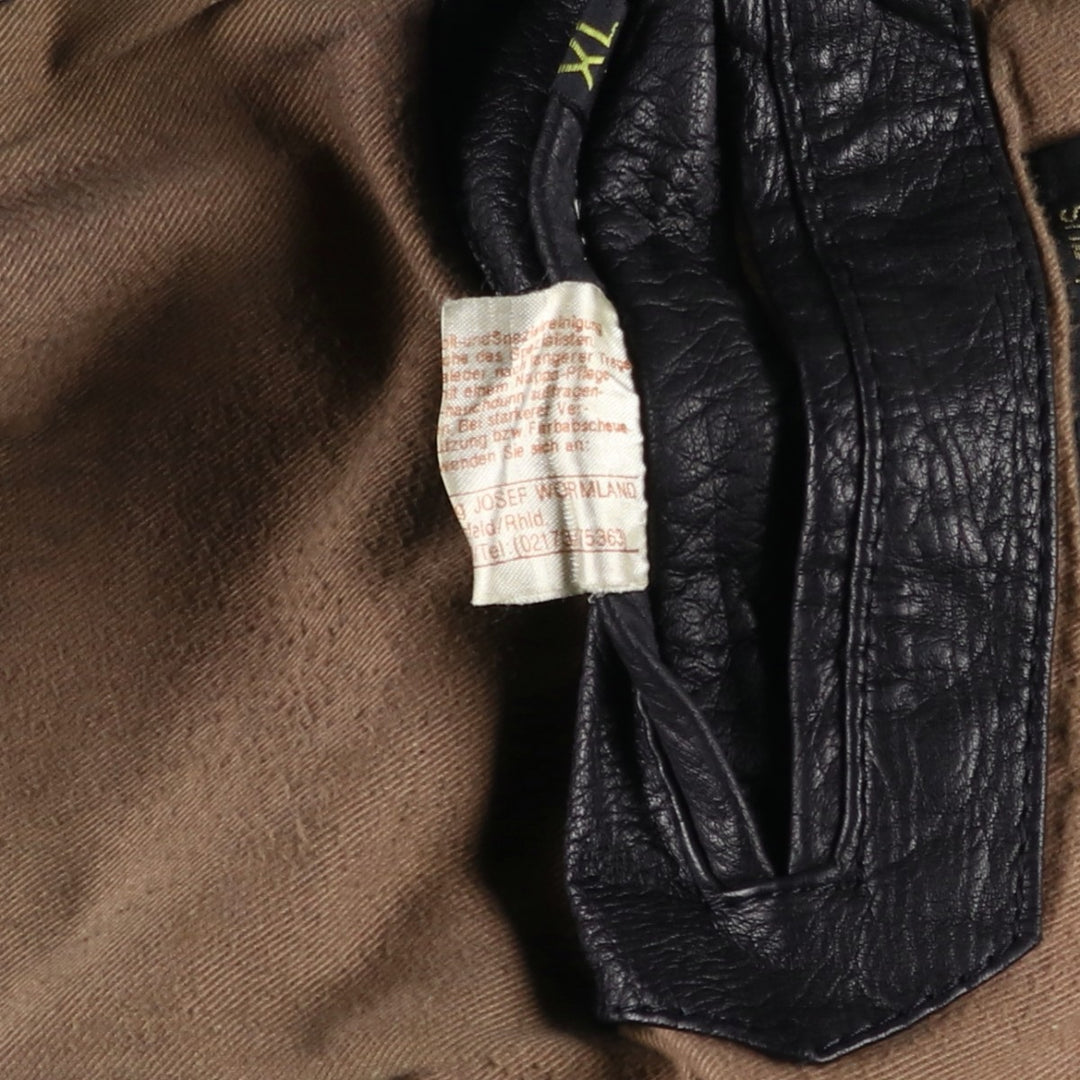 American Basics Leather Blouson with Badge, Men's Size XL genuine leather black type Vintage Second Hand