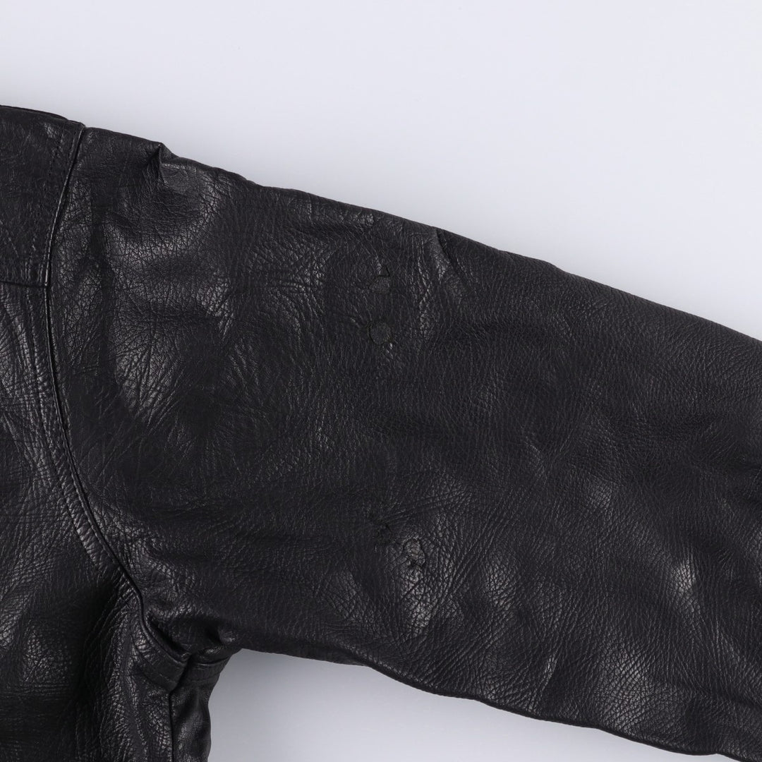American Basics Leather Blouson with Badge, Men's Size XL genuine leather black type Vintage Second Hand