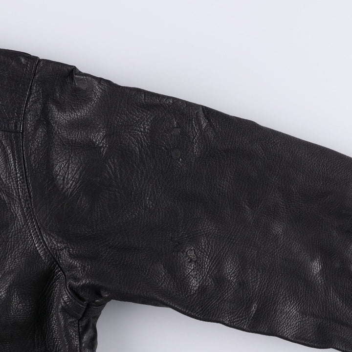 American Basics Leather Blouson with Badge, Men's Size XL genuine leather black type Vintage Second Hand