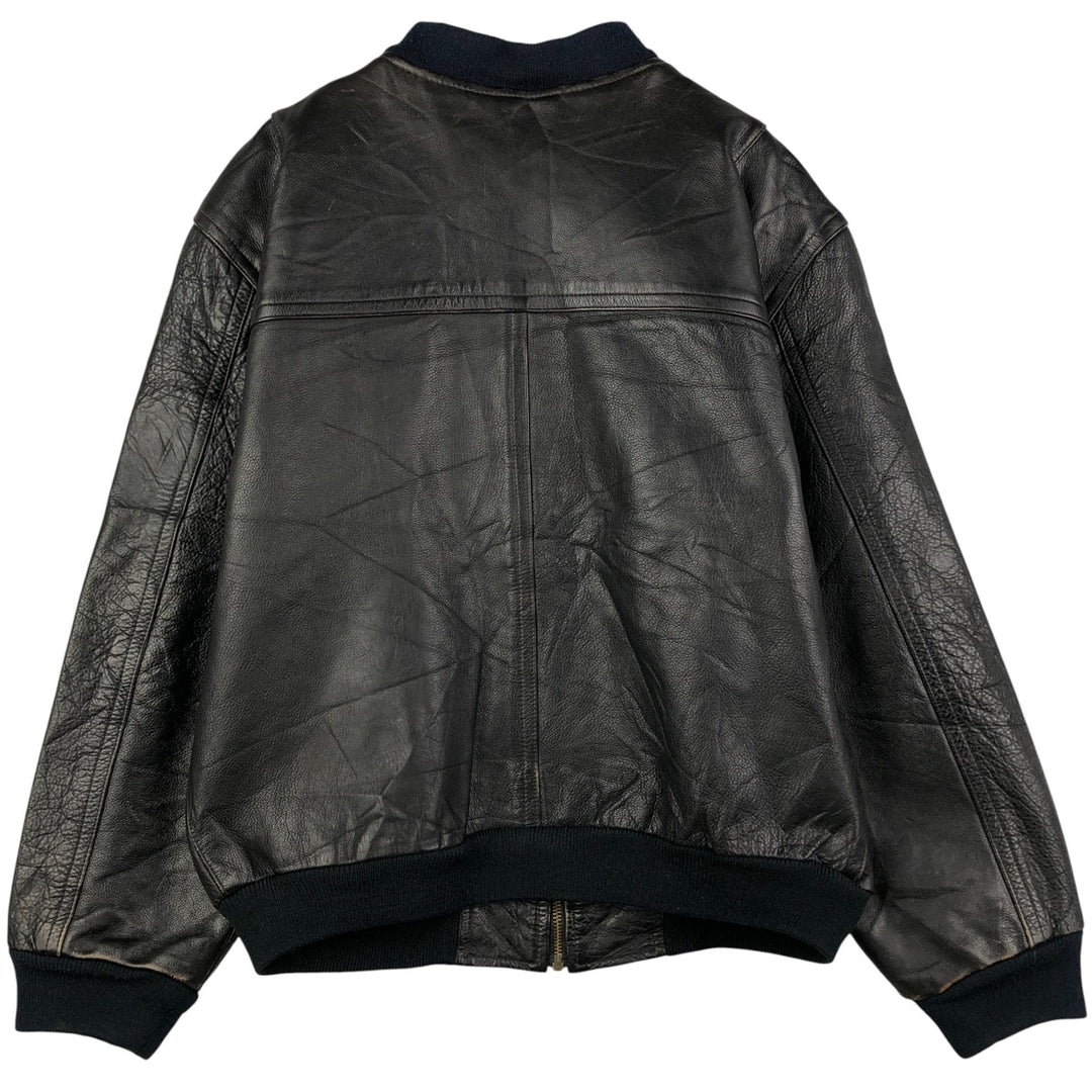 Realleather Leather Blouson Men's XL genuine leather black type Vintage Second Hand