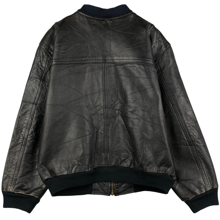 Realleather Leather Blouson Men's XL genuine leather black type Vintage Second Hand