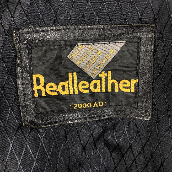 Realleather Leather Blouson Men's XL genuine leather black type Vintage Second Hand