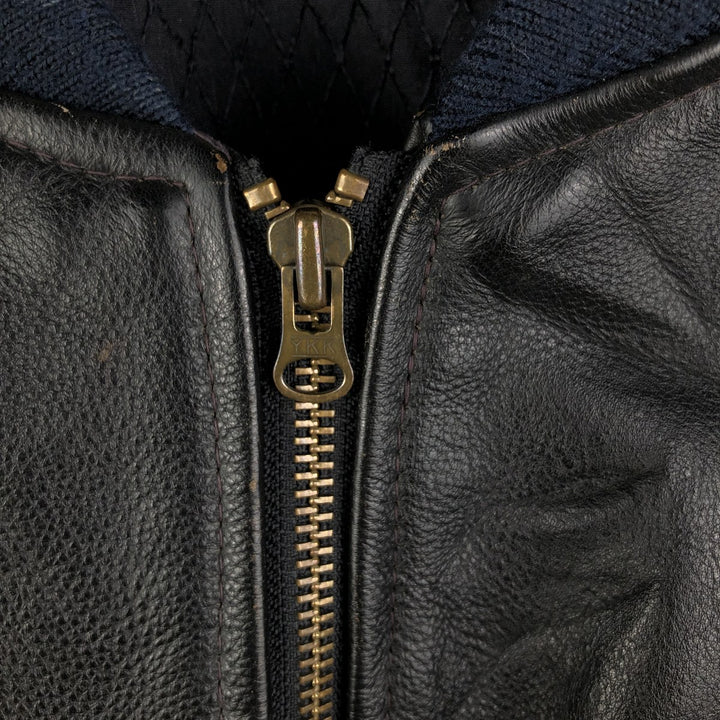 Realleather Leather Blouson Men's XL genuine leather black type Vintage Second Hand