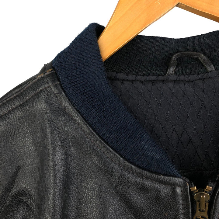 Realleather Leather Blouson Men's XL genuine leather black type Vintage Second Hand