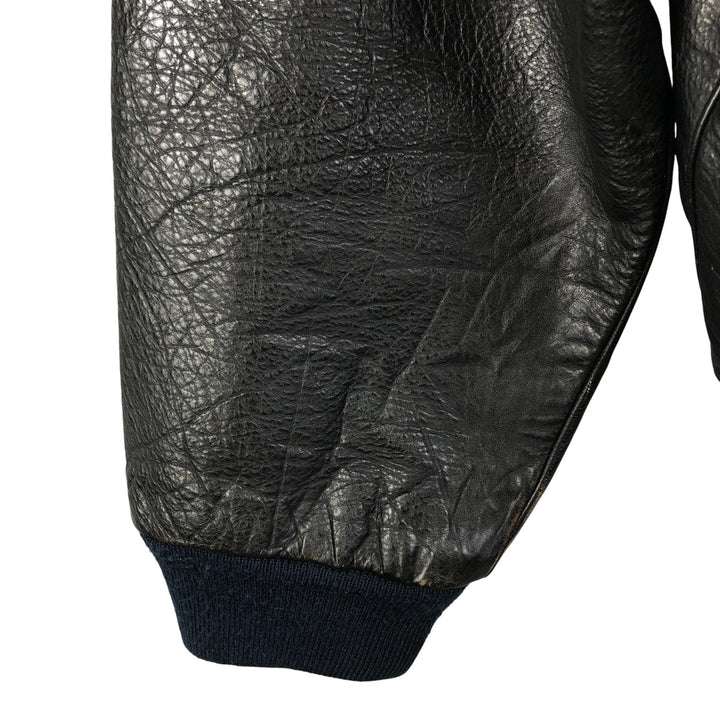 Realleather Leather Blouson Men's XL genuine leather black type Vintage Second Hand