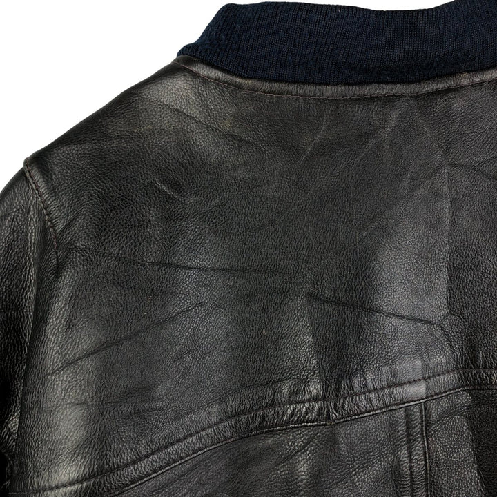 Realleather Leather Blouson Men's XL genuine leather black type Vintage Second Hand