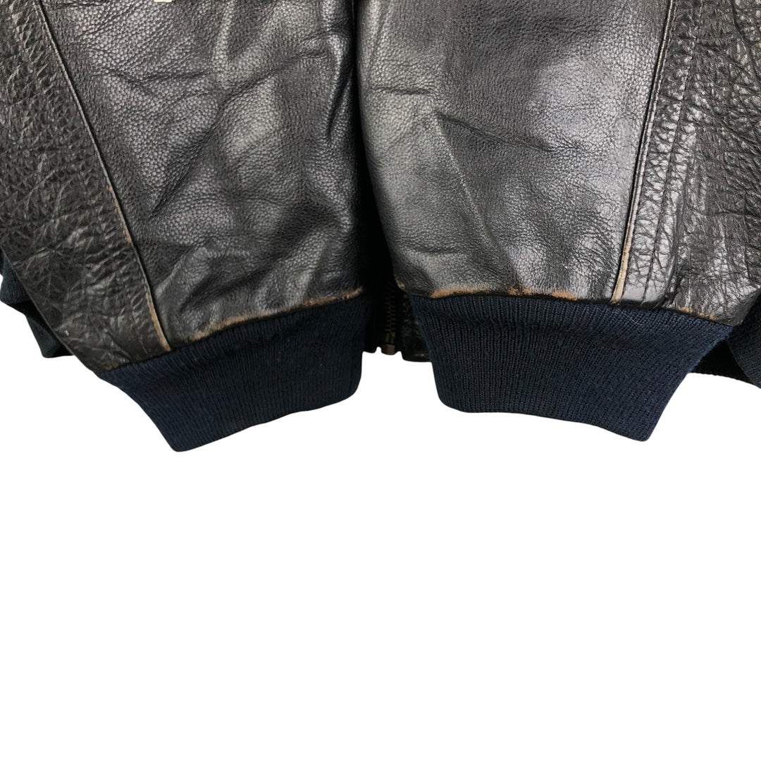 Realleather Leather Blouson Men's XL genuine leather black type Vintage Second Hand