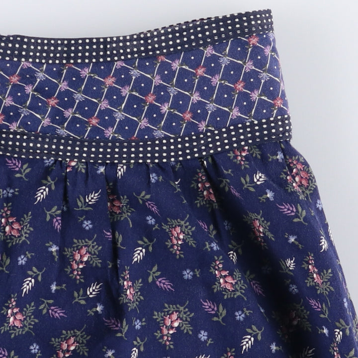 Vintage 1970'S Gunne Sax Gannies all-over print ruffled cotton half-length flared skirt, size S. cotton navy blue type Vintage Second Hand