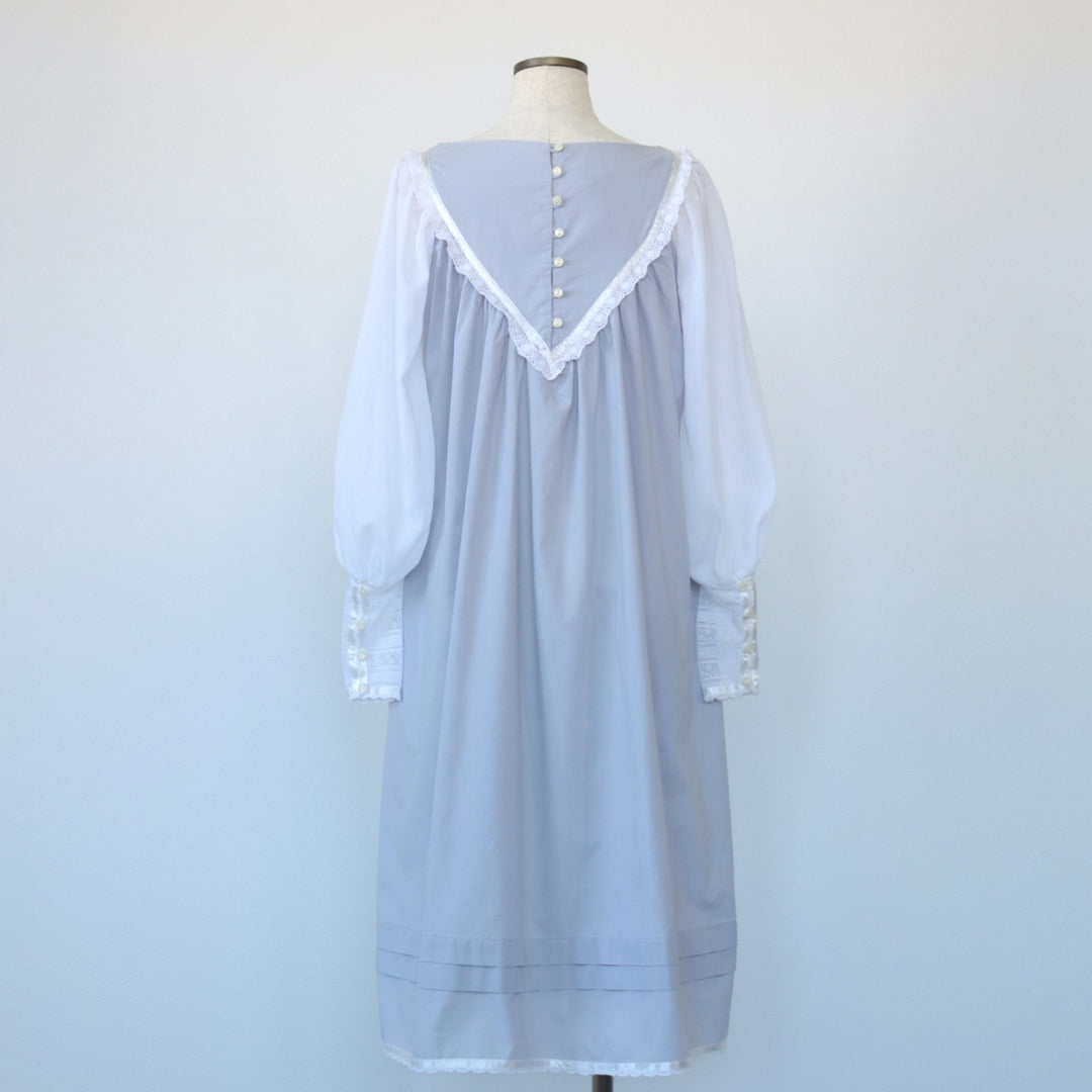 Vintage 1970'S Gunne Sax Jessica long-sleeved A-line midi dress, size M, women's unclear Purple type blue-purple Vintage Second Hand