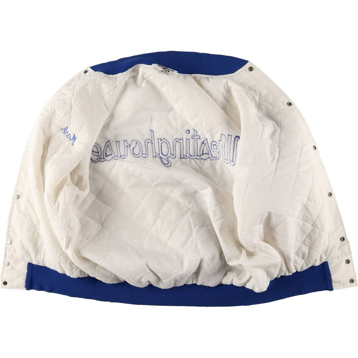 Vintage 80s-90'S Leader Sportswear Padded Nylon Stadium Jacket, Award Winning, Made in USA, Men's Size L Nylon white type Vintage Second Hand