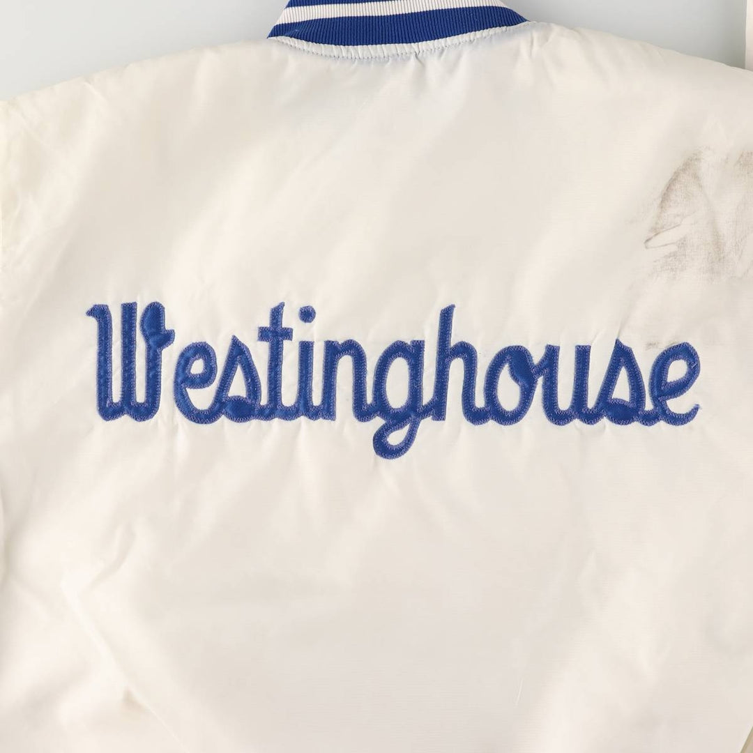 Vintage 80s-90'S Leader Sportswear Padded Nylon Stadium Jacket, Award Winning, Made in USA, Men's Size L Nylon white type Vintage Second Hand