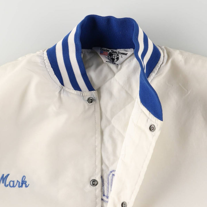 Vintage 80s-90'S Leader Sportswear Padded Nylon Stadium Jacket, Award Winning, Made in USA, Men's Size L Nylon white type Vintage Second Hand