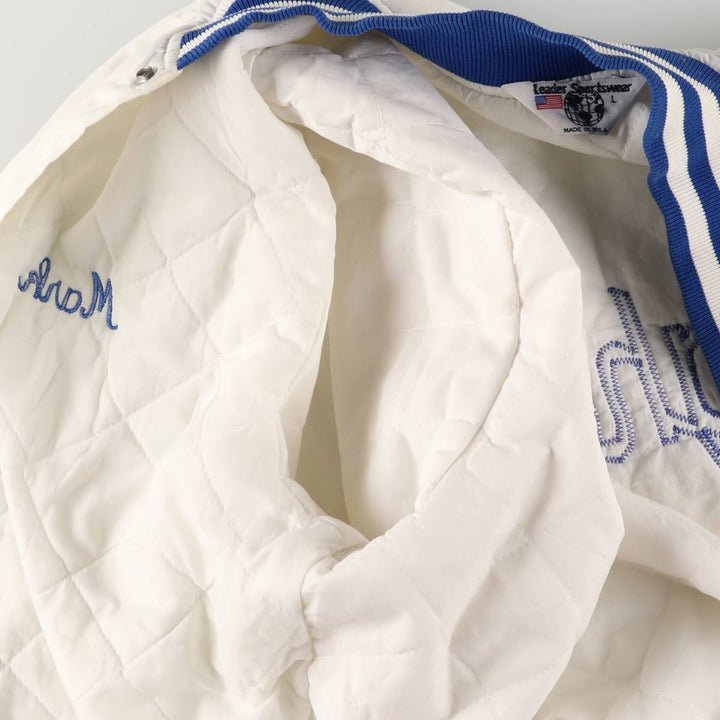 Vintage 80s-90'S Leader Sportswear Padded Nylon Stadium Jacket, Award Winning, Made in USA, Men's Size L Nylon white type Vintage Second Hand