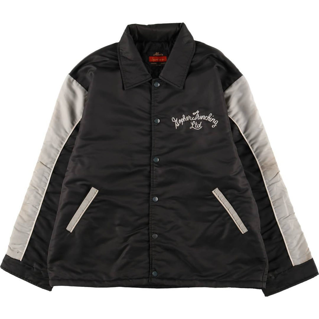 Alberta Sportswear Men's Vintage Padded Puffer Jacket, Coach Jacket, Size XL Nylon black type Vintage Second Hand