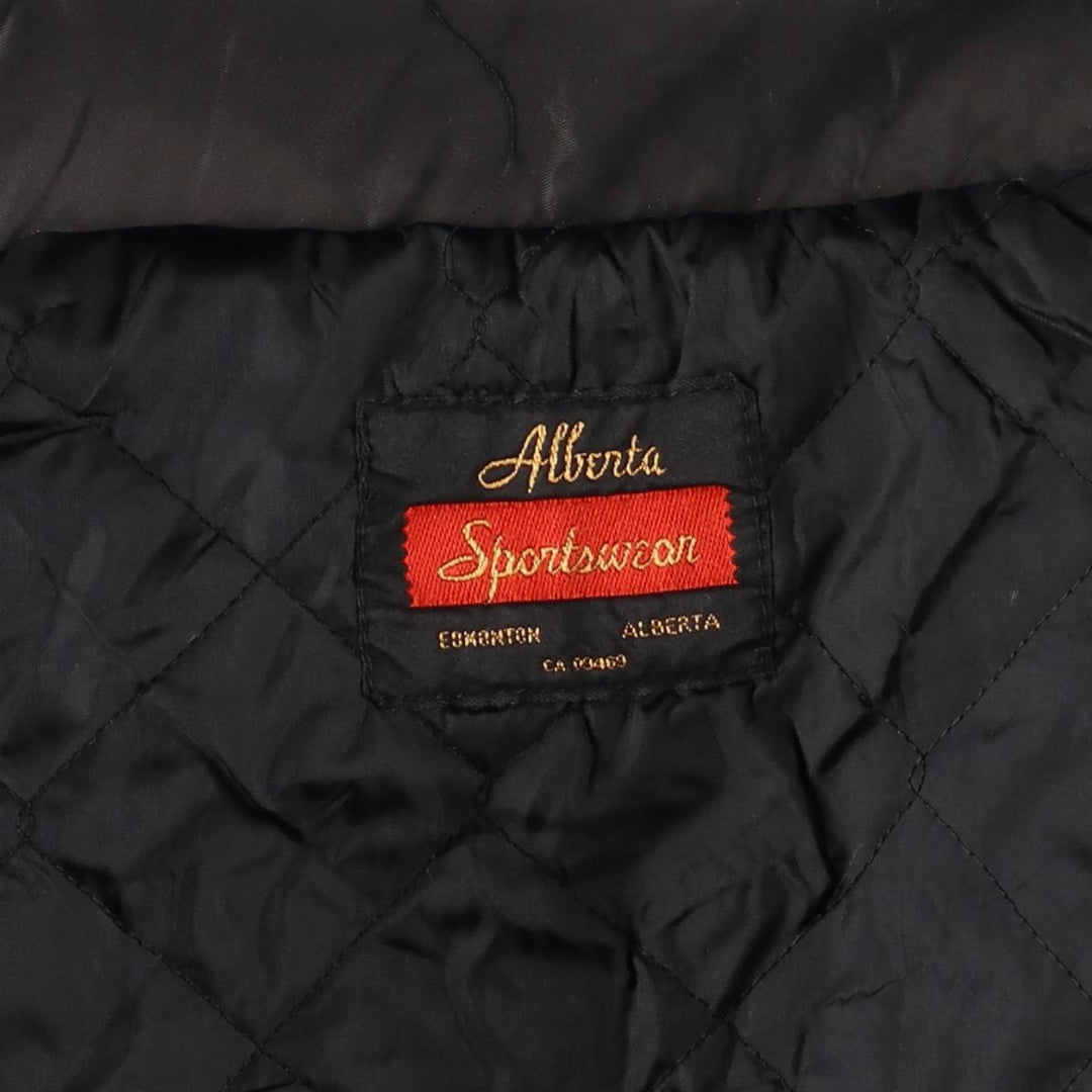Alberta Sportswear Men's Vintage Padded Puffer Jacket, Coach Jacket, Size XL Nylon black type Vintage Second Hand