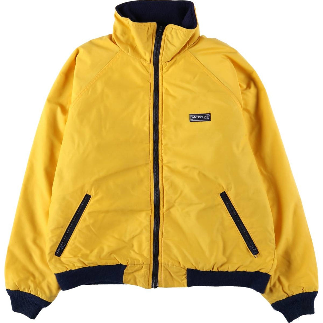 Vintage 90'S Lands' End padded puffer jacket, made in the USA, size L, men's Nylon yellow type Vintage Second Hand
