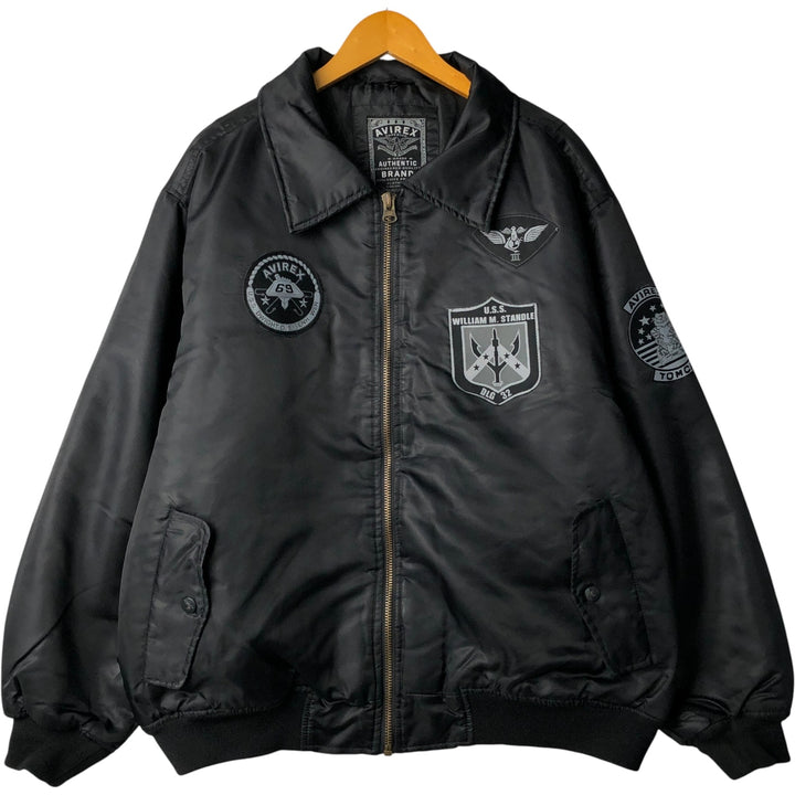 Civilian Avirex military flight jacket with patch, men's size XL polyester black type Vintage Second Hand