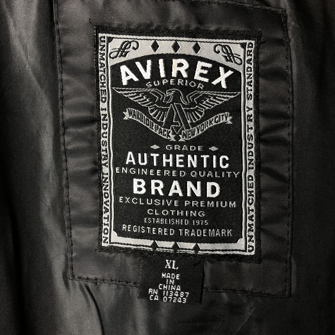 Civilian Avirex military flight jacket with patch, men's size XL polyester black type Vintage Second Hand