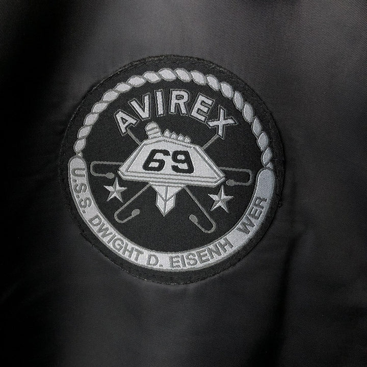Civilian Avirex military flight jacket with patch, men's size XL polyester black type Vintage Second Hand